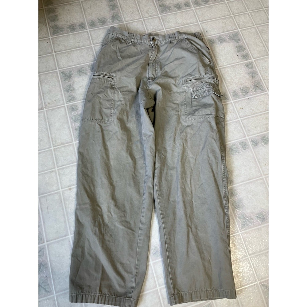 Gander Mountain Guide Series Mens Pants Cargo Pockets Khaki Twill‎ Casual 34x32